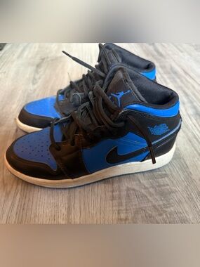 Nike Kids Black and Blue Air Jordan Sneakers